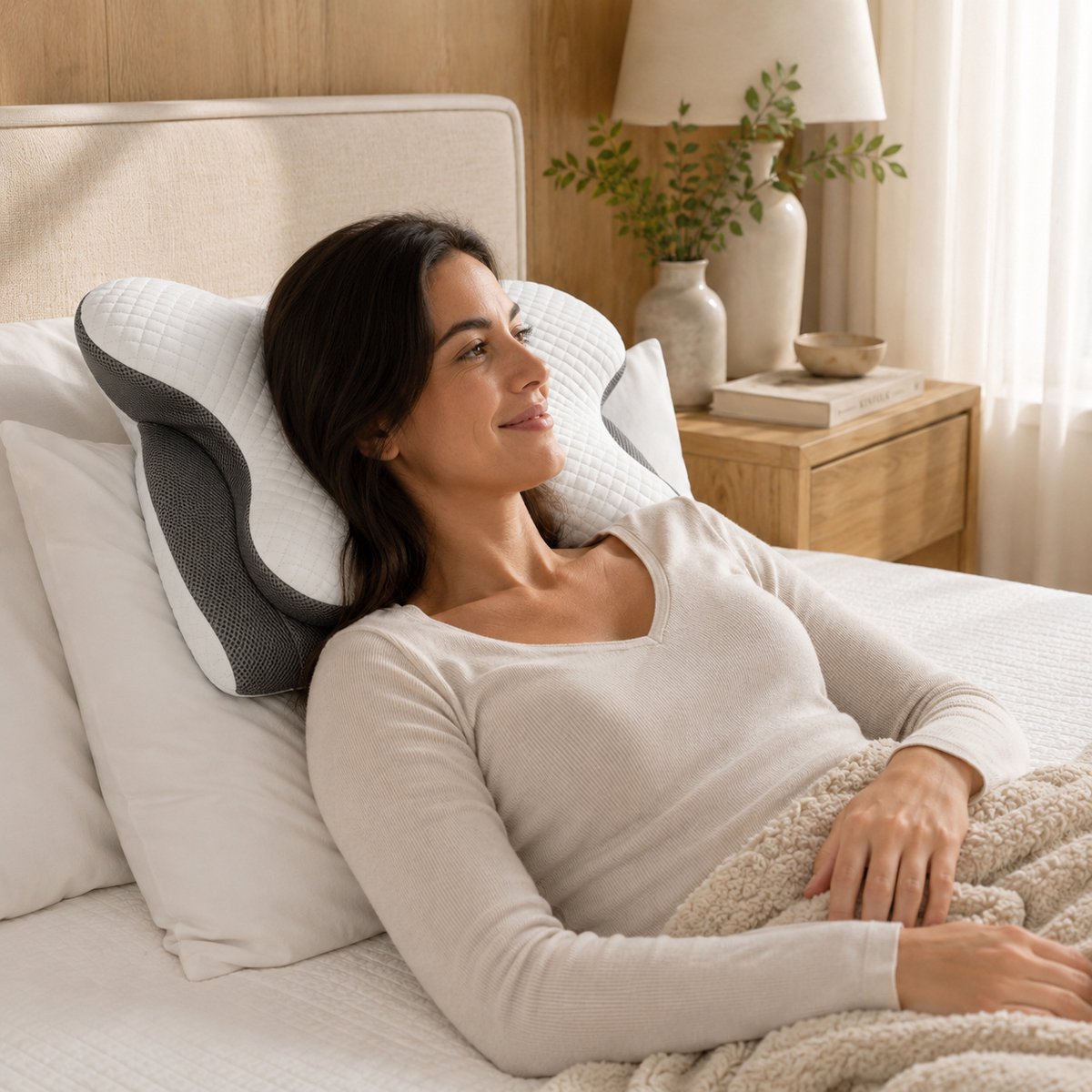 Kopfkissen Memory Foam – Ergonomisches Schmetterlingskissen aus Viscoschaum für Seiten-, Rücken- & Bauchschläfer – 69x40 cm
