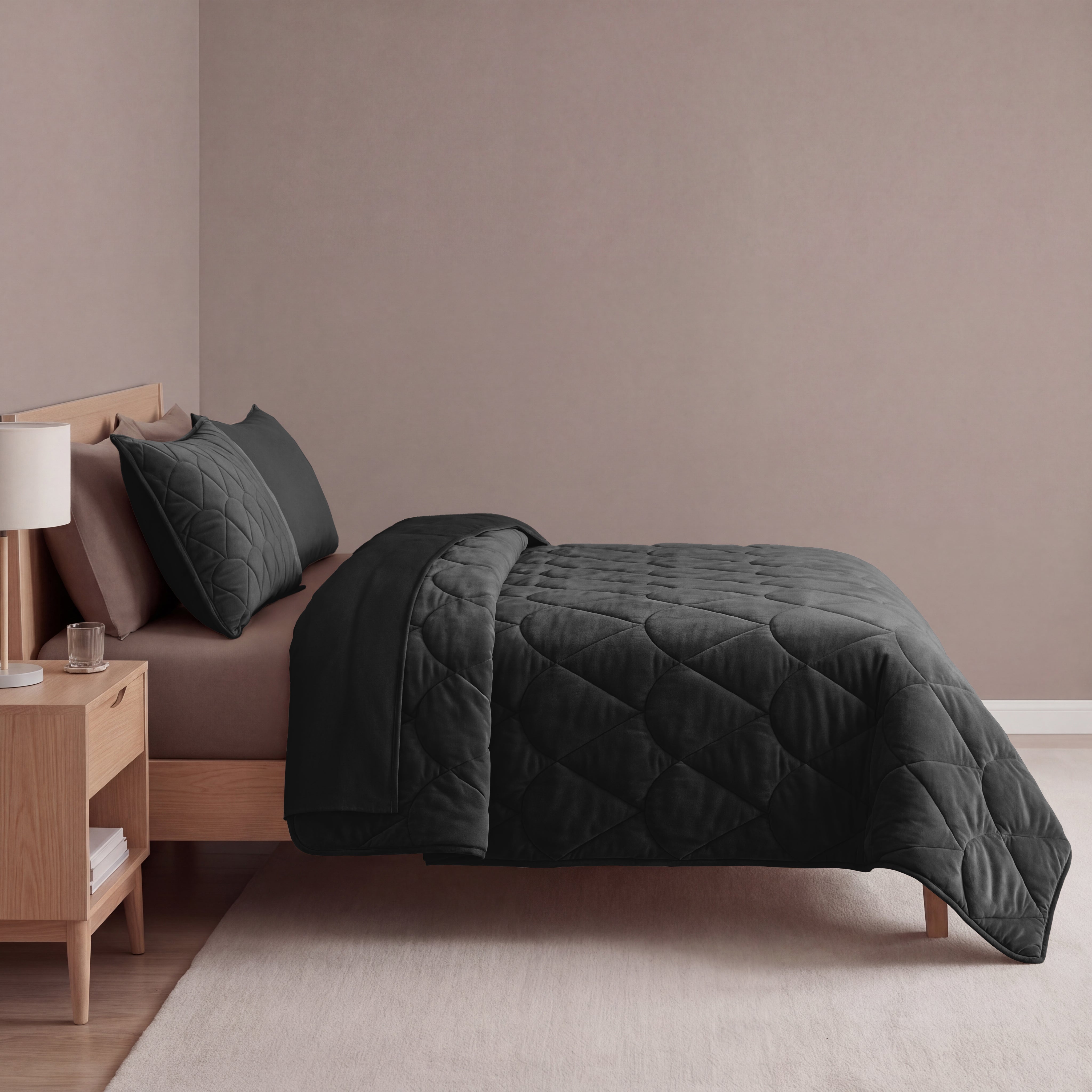Sleeptime Bettdecke mit Bezug in Einem – Velvet – Schwarz
