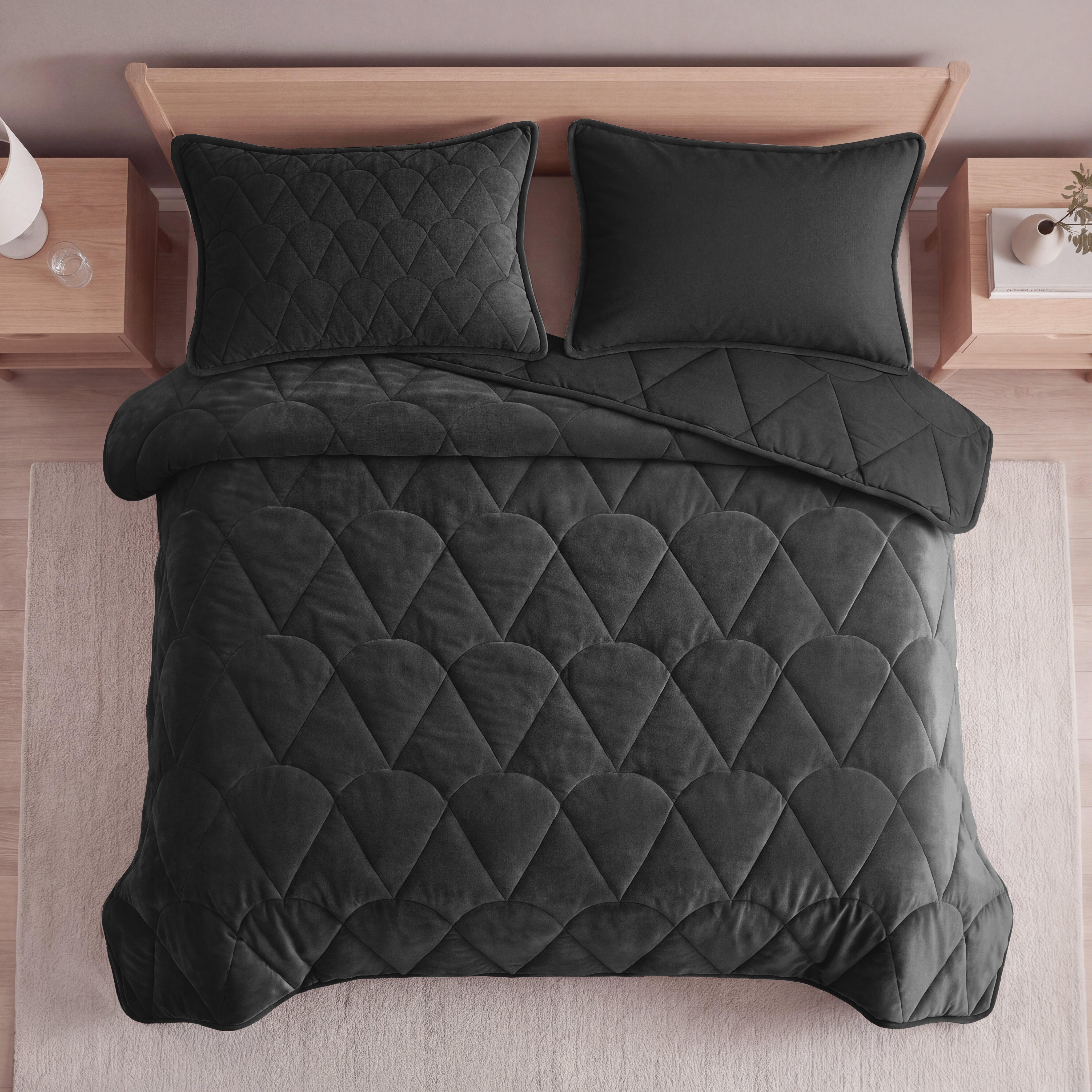Sleeptime Bettdecke mit Bezug in Einem – Velvet – Schwarz