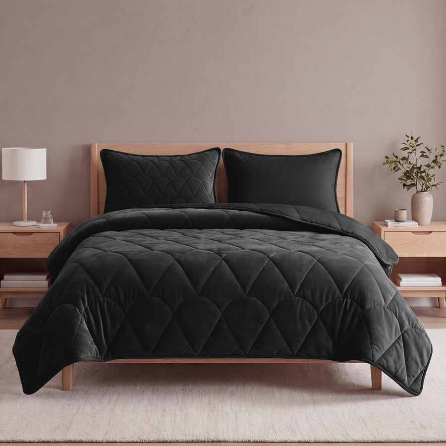Sleeptime Bettdecke mit Bezug in Einem – Velvet – Schwarz